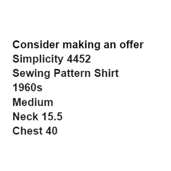 Simplicity 4452 Pattern Top Mens Medium Vintage Pocket Button Front Long Sleeve - Picture 3 of 6